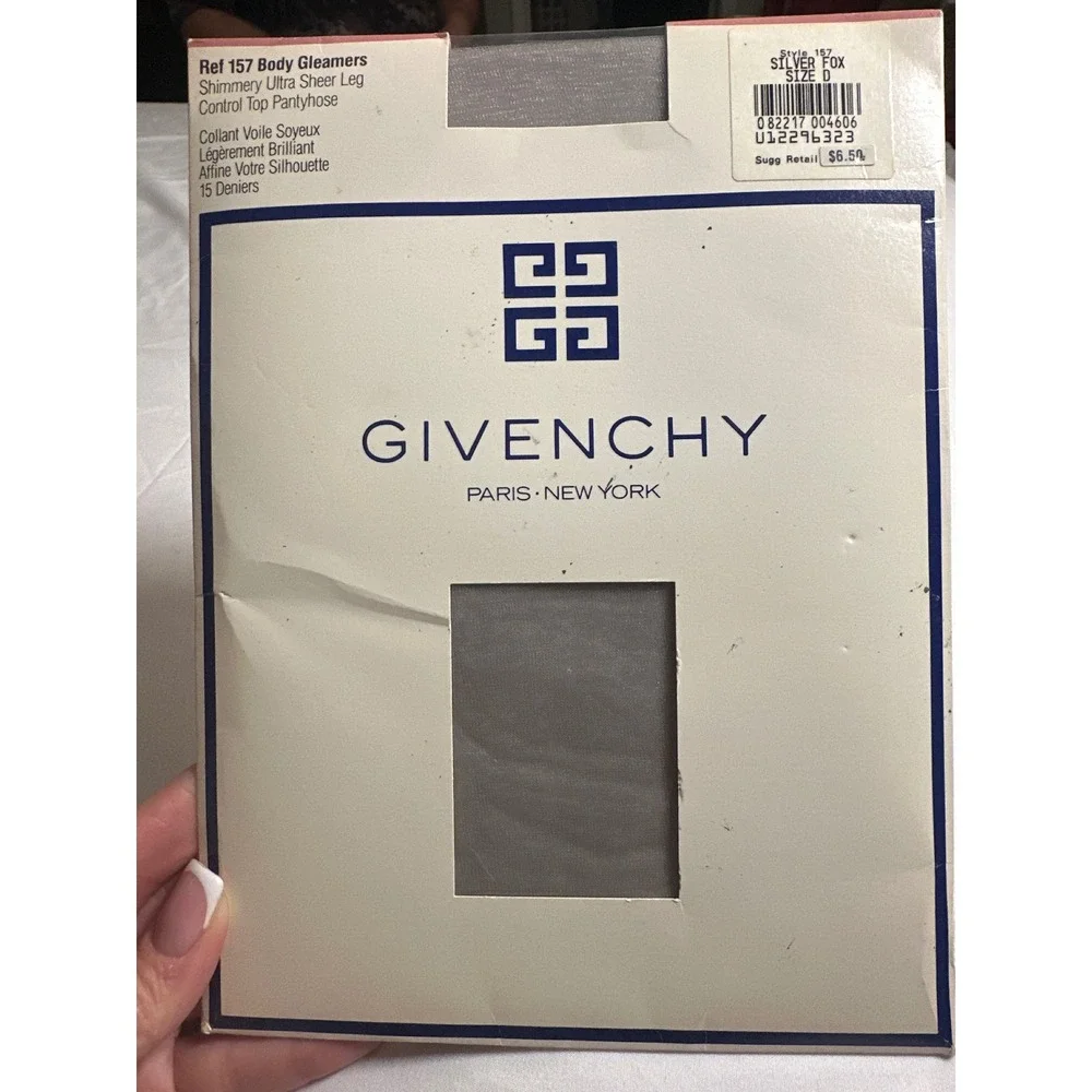 Givenchy Body Gleamers Silver Fox Shimmery Ultra Sheer Control Top Pantyhose D